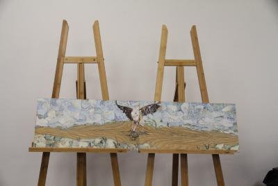 Photographs of Roxanne Martin's individual works, paintings