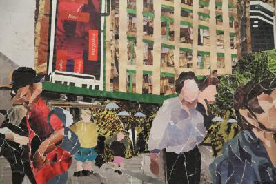 Photographs of Roxanne Martin's individual works, paper collages