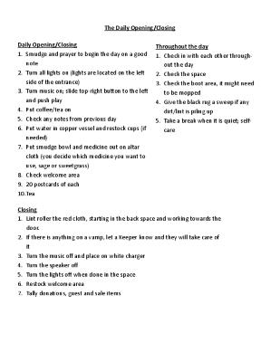 Exhibit opening and closing volunteer duties