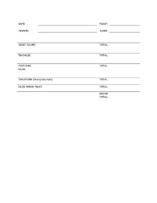 Exhibit daily tally sheet, event and group schedules