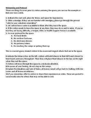 Welcoming protocol, drafts and final version