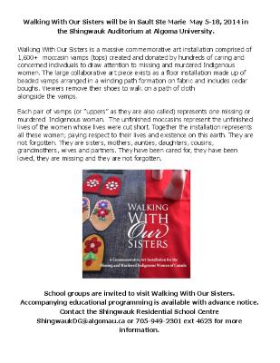 Walking With Our Sisters information handouts