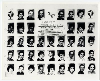 Yearbook photograph page of a class at Anna McCrea Public School