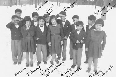 Photographs of students and staff at the Shingwauk Indian Residential School