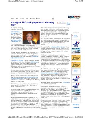 Aboriginal TRC chair prepares for daunting task