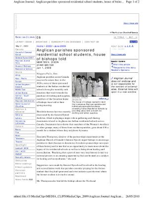 Anglican parishes sponsored residential school students, house of bishops told