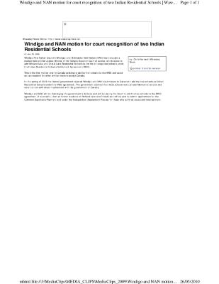 Windigo and NAN motion for court recognition of two Indian Residential Schools