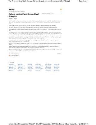 School much different now: Chief Joseph