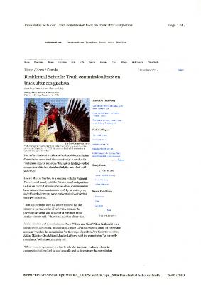 Residential Schools: Truth commission back on track after resignation