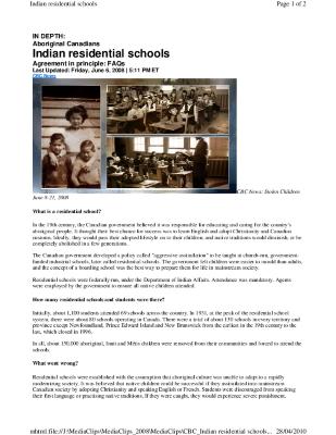 Aboriginal Canadians : Indian residential schools