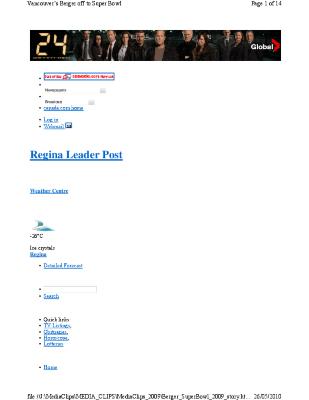 Vancouver’s Berger off to Super Bowl