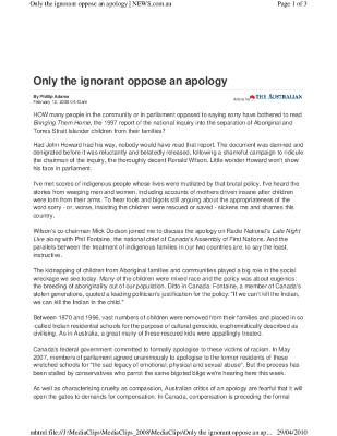 Only the ignorant oppose an apology
