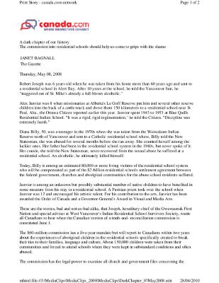 A dark chapter of our history the commission into residential schools should help us come to grips with the shame